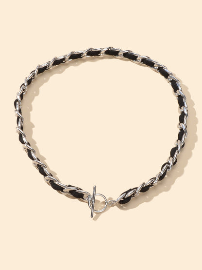 Punk Statement Jewellery Black Rope Braided Chain Short Choker Collar Necklace-1